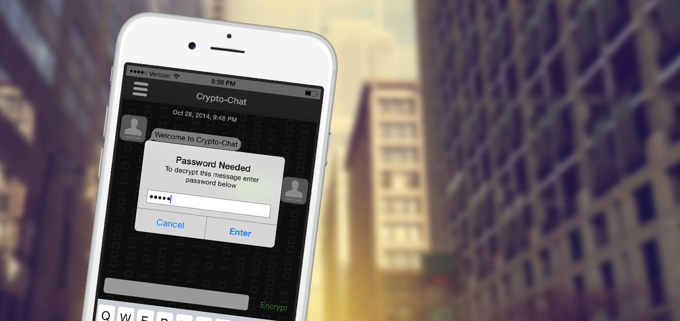 Crypto-Chat App - Type password for decryption