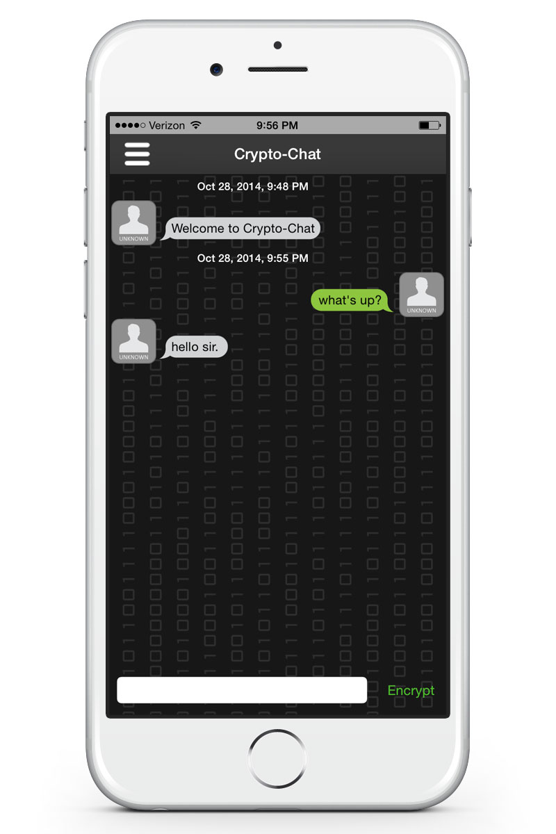 Crypto-Chat app interface.